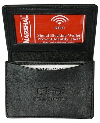 Marshal RFID Blocking Expandable Business Card Case Genuine Leather Wallet