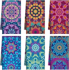 Boyiee Set of 6 Mandala Kitchen Towels Absorbent Boho Dish Large, 
