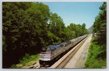 Cold Spring New York NY Lake Shore Limited Hudson River 1983 Train Flag Postcard