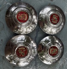 Four 1941 Cadillac Hub Caps - Oem Original- Shiny Chrome Good Center Emblems Four 1941 Cadillac Hub Caps - Oem Original- Shiny Chrome Good Center Emblems