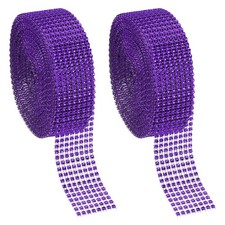 2 Roll 1.5"x20 Yard Crystal Rhinestones Mesh Ribbon Violet 4mm