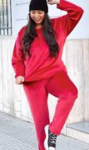 Juicy Couture Damen Gr. 2XL Samt rot Trainingshose & Top Set Neu mit Etikett