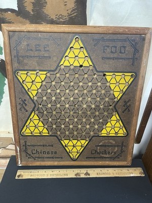 RARE VINTAGE LEE FOO CHINESE CHECKERS/ANTE- UP- RUMMY BOARD 2 Sided USA 17 x19 