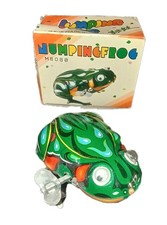 Works In Box Jumping Frog Retro Clockwork Wind Up Tin Toy