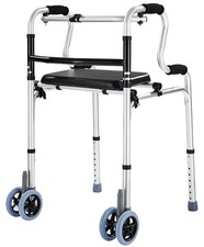Andadores Plegables con Ruedas y Asiento 390LB, Freno Automático Doble Delantero Rueda 5"...