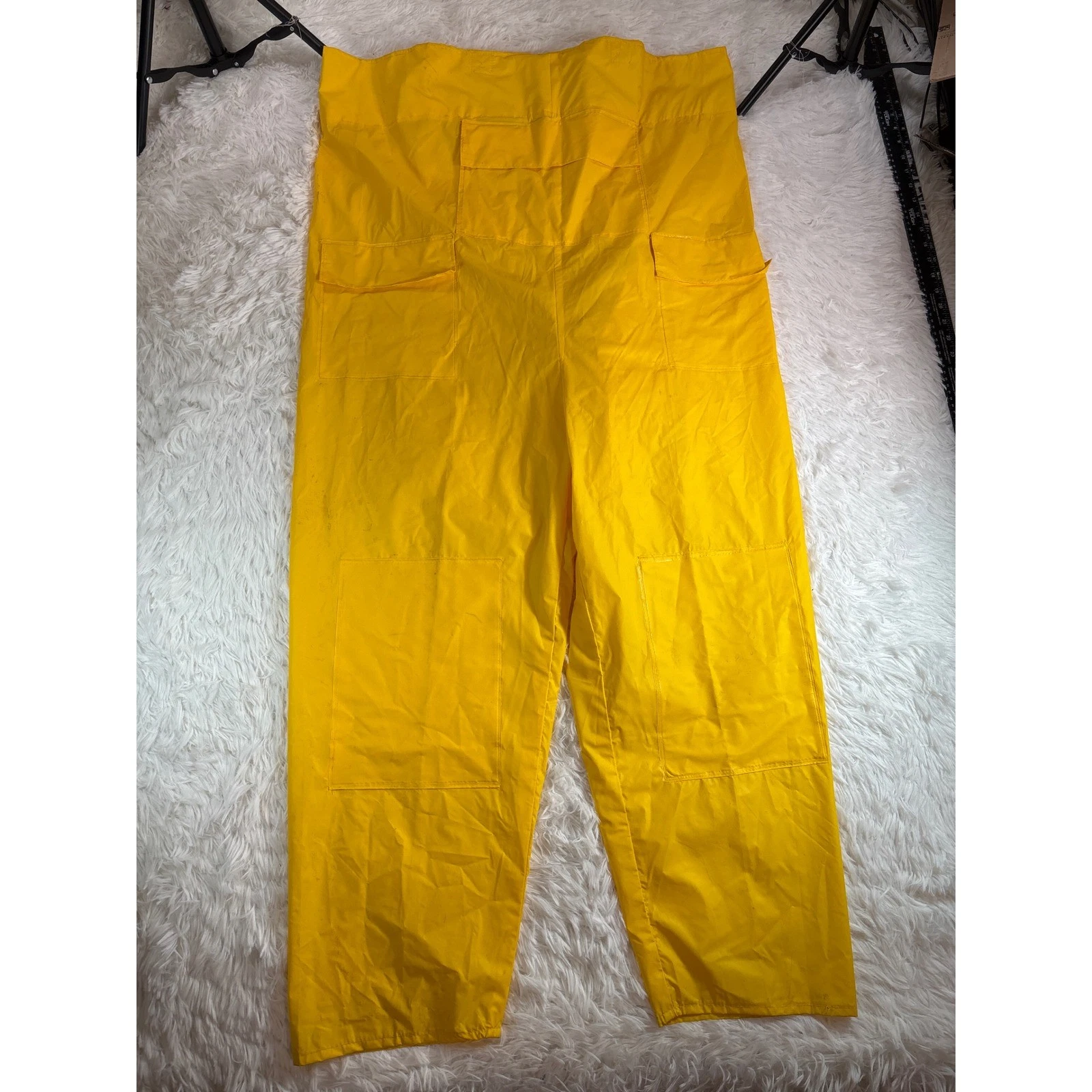 VTG Chris-Craft Yellow Rain Suit Jacket Bib Overalls PVC Maritime Gorpcore XL - product detail image 3