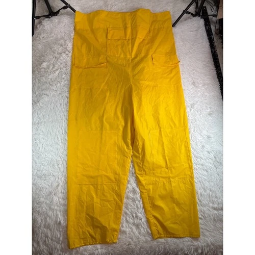 VTG Chris-Craft Yellow Rain Suit Jacket Bib Overalls PVC Maritime Gorpcore XL image 3