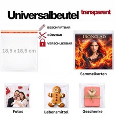 Cellophan Beutel Tüte Hülle 7 Zoll selbstklebend kürzbar beschriftbar 50 Stk.