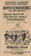 1962 Rothenburg ob der Tauber "SHEPHERD DANCE PERFORMANCE" Germany  Brochure-E5J