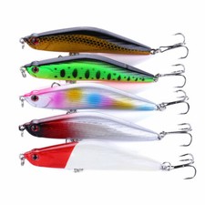 5PCS 8.5cm/15g Popper Sinking Pencil Lure Bait Ice Fishing Tackle Set Crankbaits