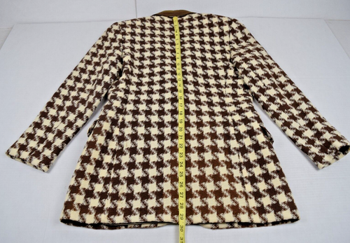 Vintage Wool Blazer Ann Taylor Size 6 80s Brown Ivory Big Houndstooth Made US - Picture 9 of 10