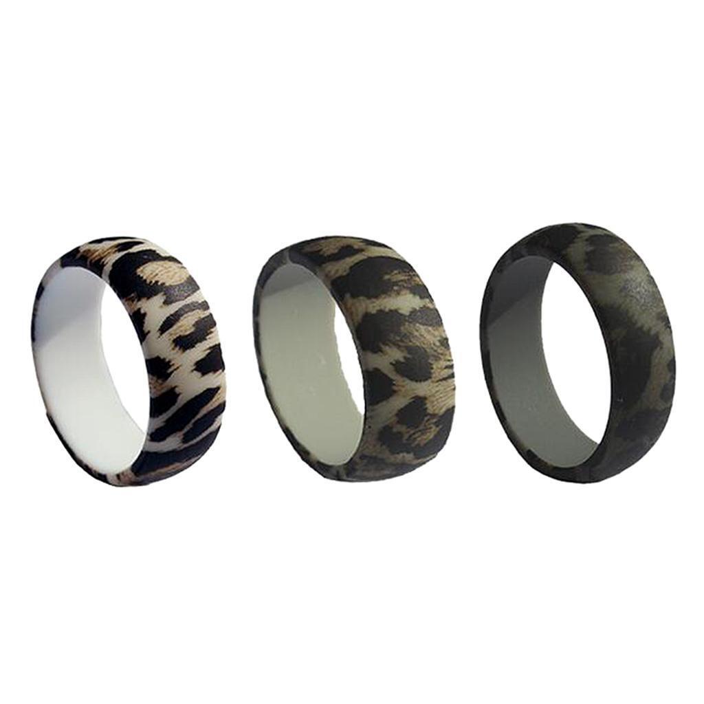 3pcs Silicone Leopard Texture Wedding Band Mens Jewelry-image