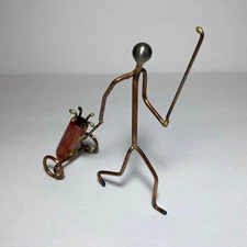 Golf Golfer Art Sculpture Figure Copper Bag Cart Dad Father Grandpa Club