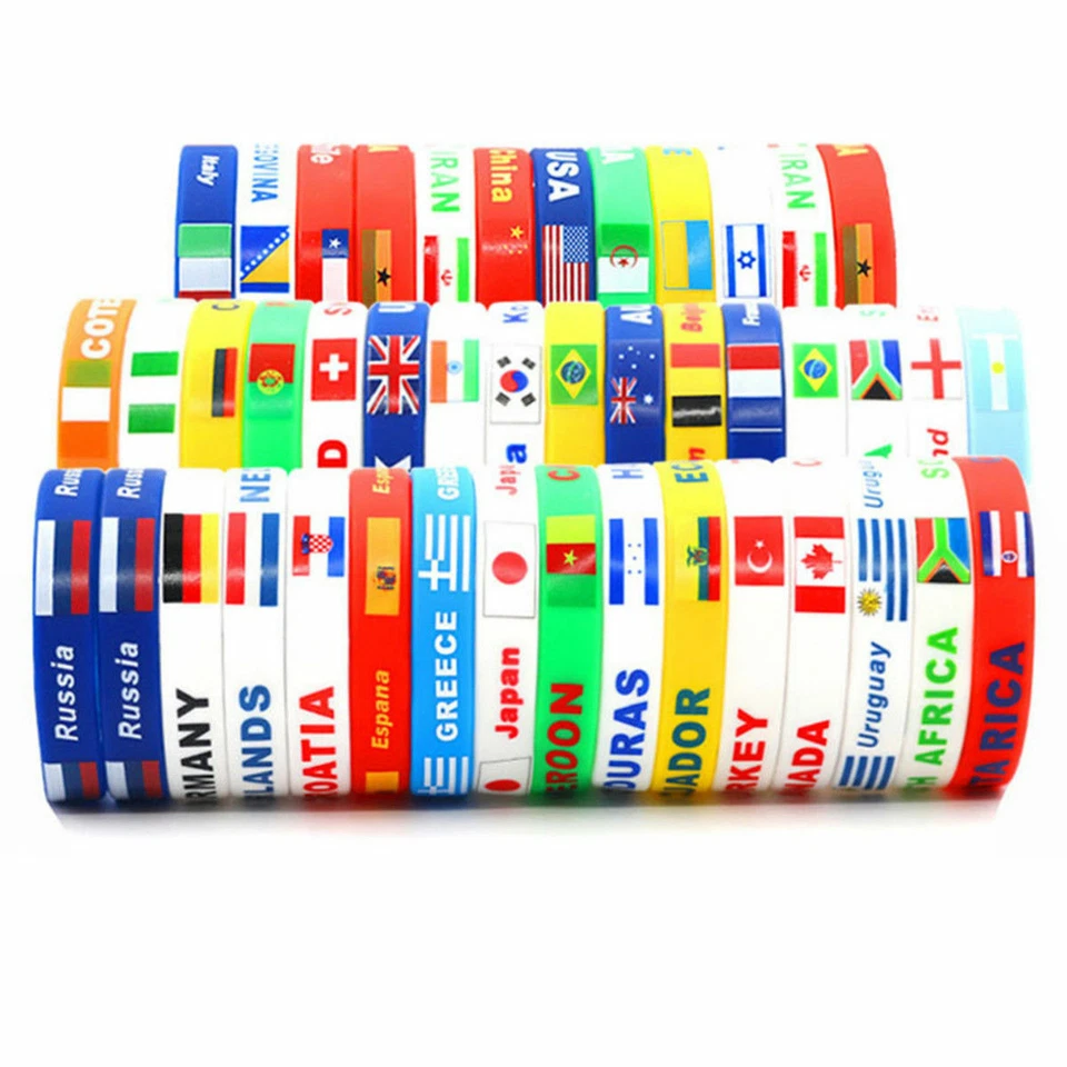 2 Stück Weltmeisterschaft Land Flagge Silikon Armband Sport Fußball Armbands - Bild 2 von 4