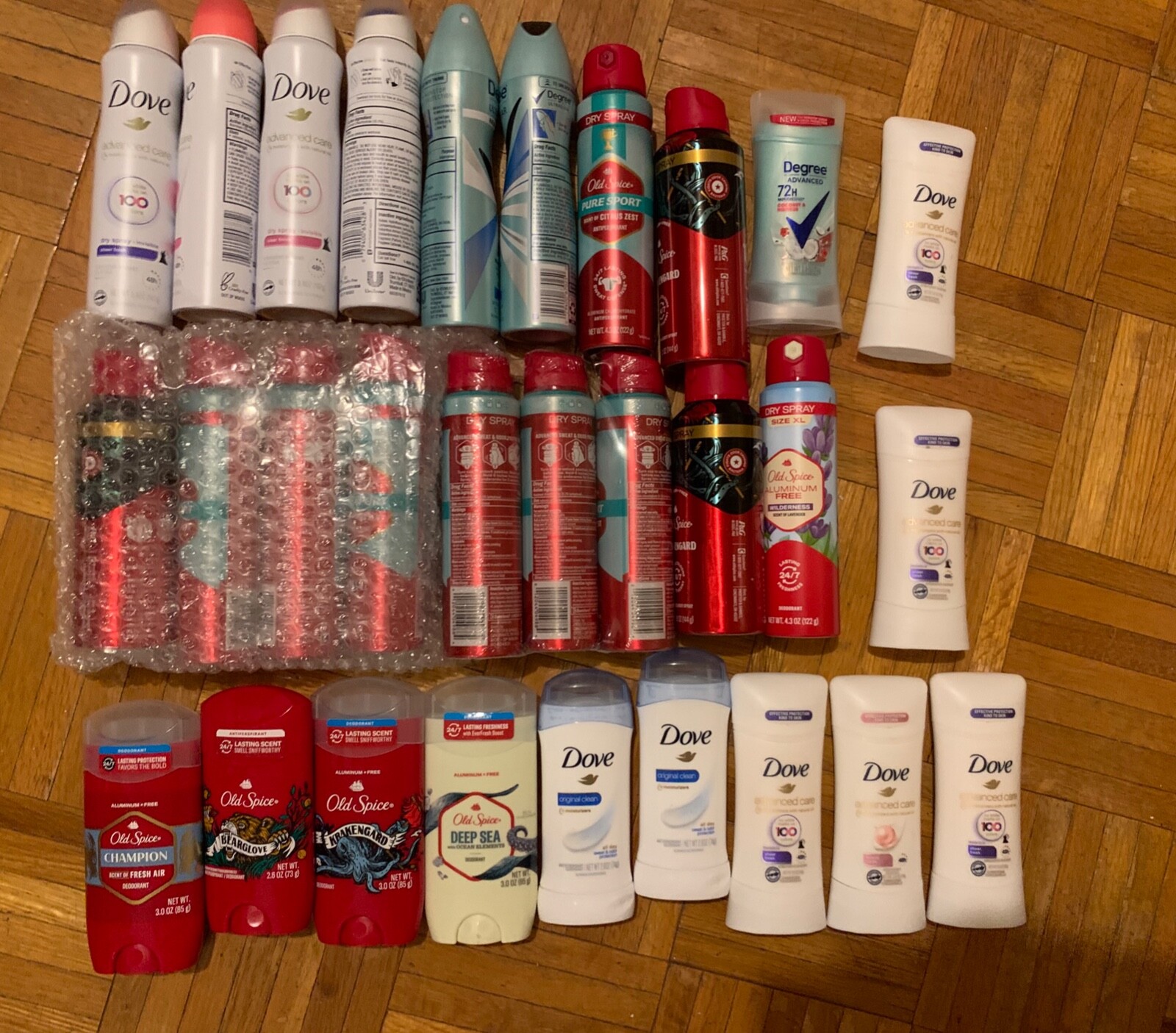29X lot of deodorant: degree, old spice, dove deodorant/spray