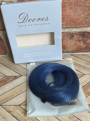 Doores 10pcs Hair Extensions Tape In Blue 30g 22" Human Hair Straight New - Picture 3 of 15