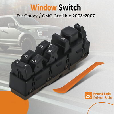 Power Window Switch Front Driver Left Side Black For GM Chevy Silverado 15883320
