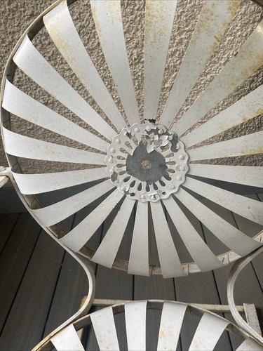 VINTAGE FRANCOIS CARRE ART DECCO SUNBURST CANTILEVER SWING ARM METAL CHAIR - Picture 3 of 8