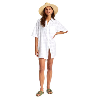 BRIXTON WOMEN LEON OVERSHIRT DRESS SIZE: S WHITE