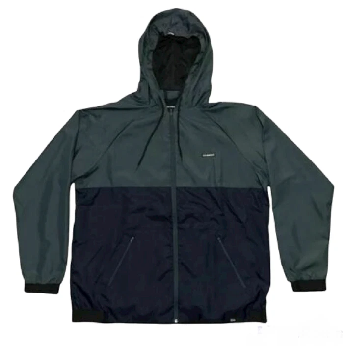 2 Tone Windbreaker Jacket, Black/Charcoal, Small