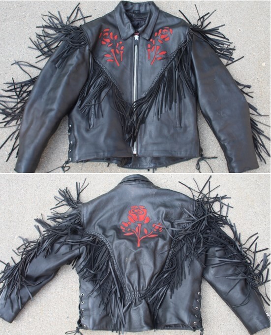 VTG 90s Interstate Black Leather Motorcycle Jacket Fringe VTG 90s Interstate Black Leather Motorcycle Jacket Fringe