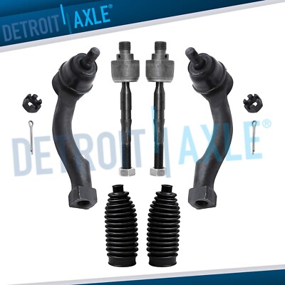 6pc Front Inner & Outer Tie Rod Ends Tie Rod Boots for 2003 - 2009 Kia Sorento