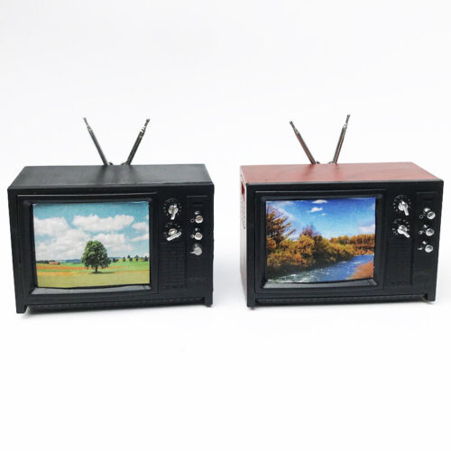 2PC Dollhouse Miniature 1/12 Vintage TV Mini Television Furniture Accessories - 第 1/13 張圖片