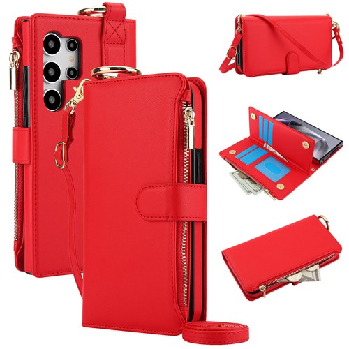 Zipper Wallet Leather Case For Samsung S24/S23/S22/20/21 Plus Ultra A13 A14 A15 - 第 9/12 張圖片