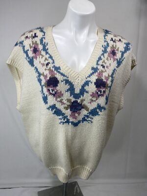 Ms Russ Womens 20W Sweater Vest Floral Knit Cottagecore Plus Size Layering
