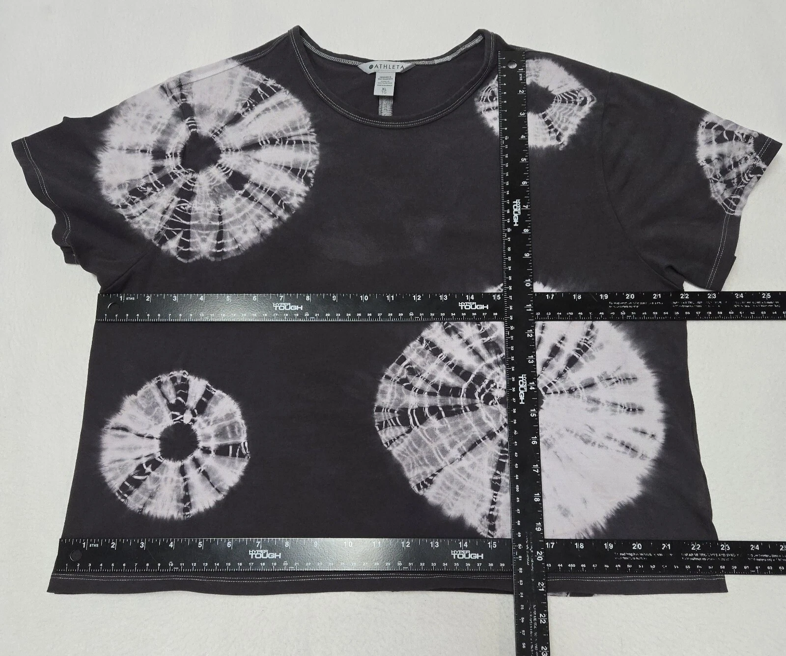 athleta charcoal tie-dye boxy cropped supima cotton shirt