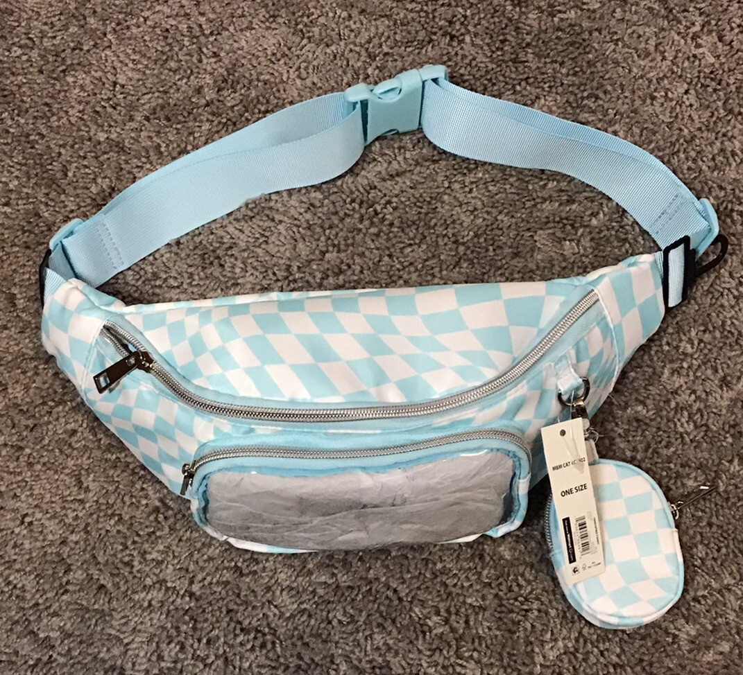 No Boundaries- Aqua Spa Checker Print Fanny Pack