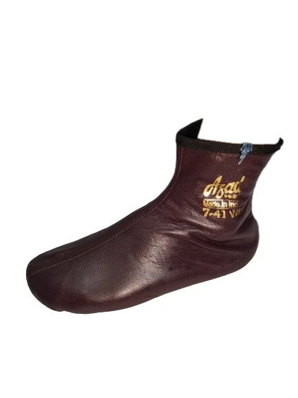 Burgundy Leather Winter Socks Slippers Islam Mest Feet Warmer & Halal Slippers.