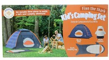 FireFly Finn the Shark Kid's Camping Combo One-Room Tent- Sleeping Bag, Lantern