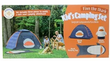 FireFly Finn the Shark Kid's Camping Combo One-Room Tent- Sleeping Bag, Lantern.