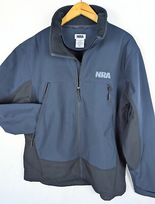NRA Soft Shell Member Jacket Men's Size Large Blue Black Coat Zip Up RN-102635
