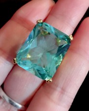 Vintage Style Jewellery Blue Gemstone Ring 18K Gold Plated