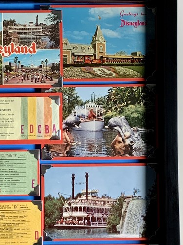vintage disneyland ticket book tickets walt disney postcards framed Shadow box - Picture 8 of 12