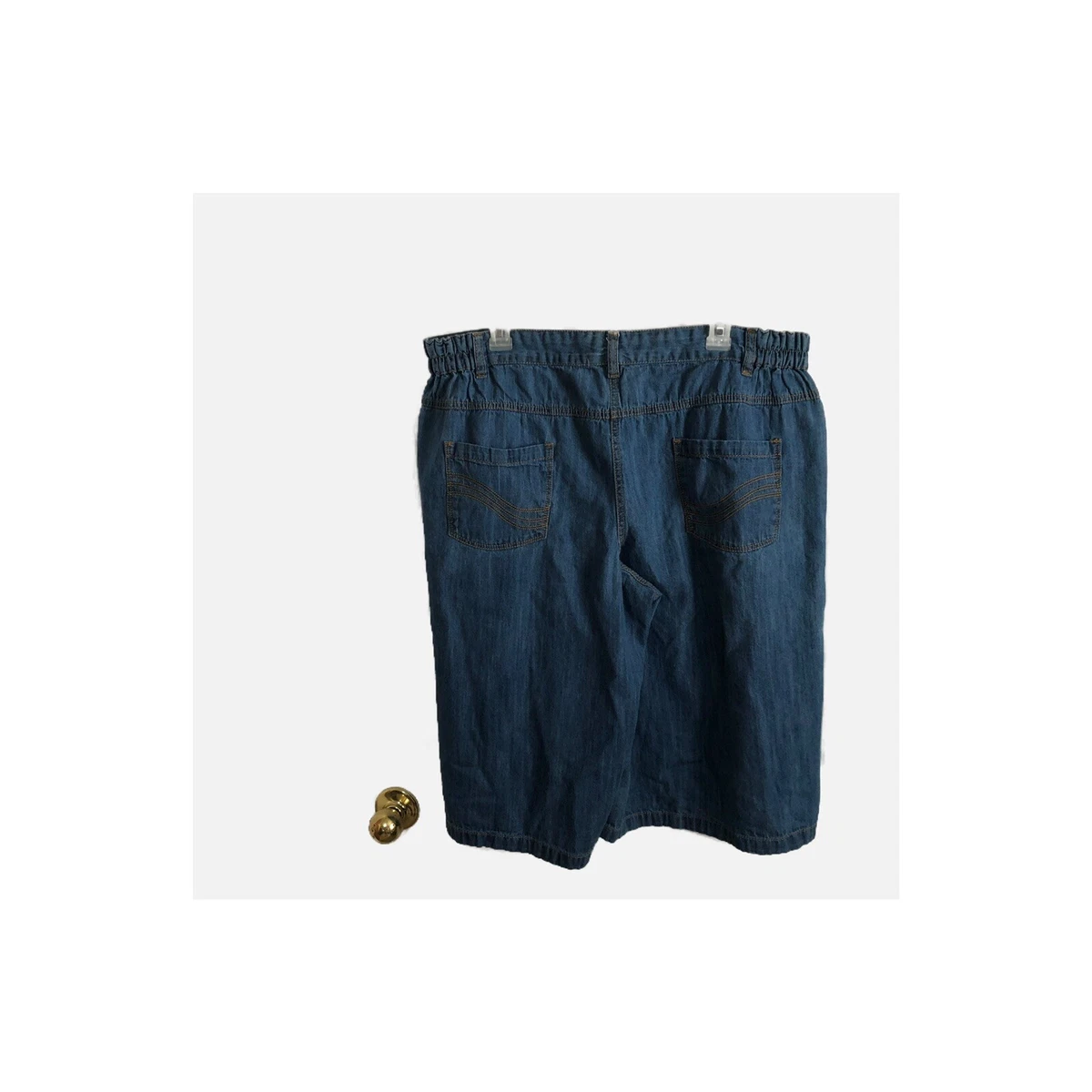 Simply Be Women Blue Denim Wide Leg Zipper Closure Shorts Coolat In Size 14
