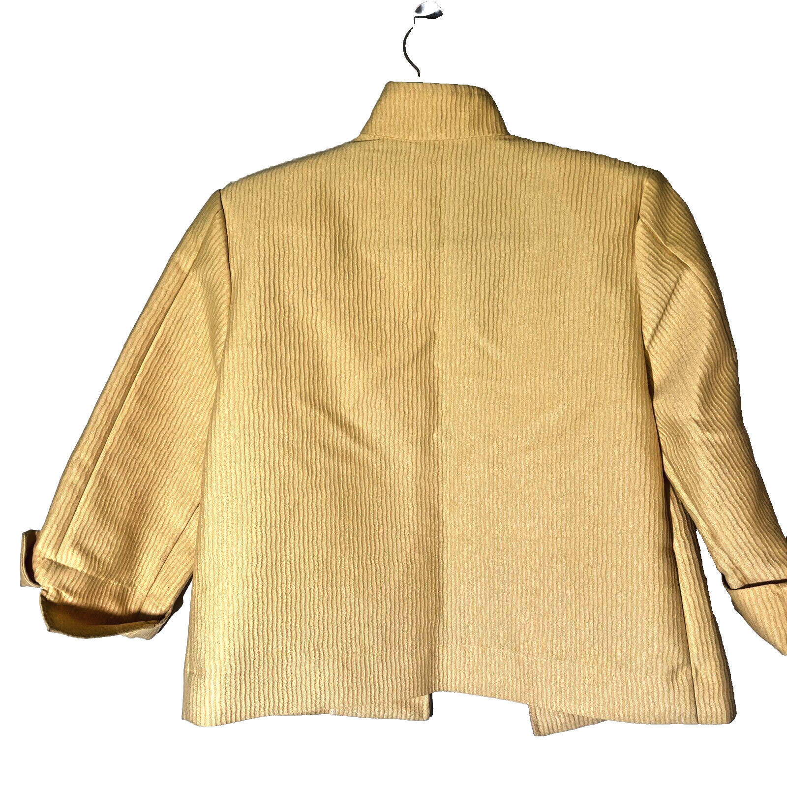 Giacca pony donna S dipinta unica USA giallo velluto a coste spalline