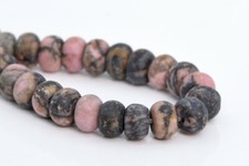 6x4MM Natural Matte Rhodonite Beads Grade AAA Rondelle Gemstone Loose Beads 7.5"