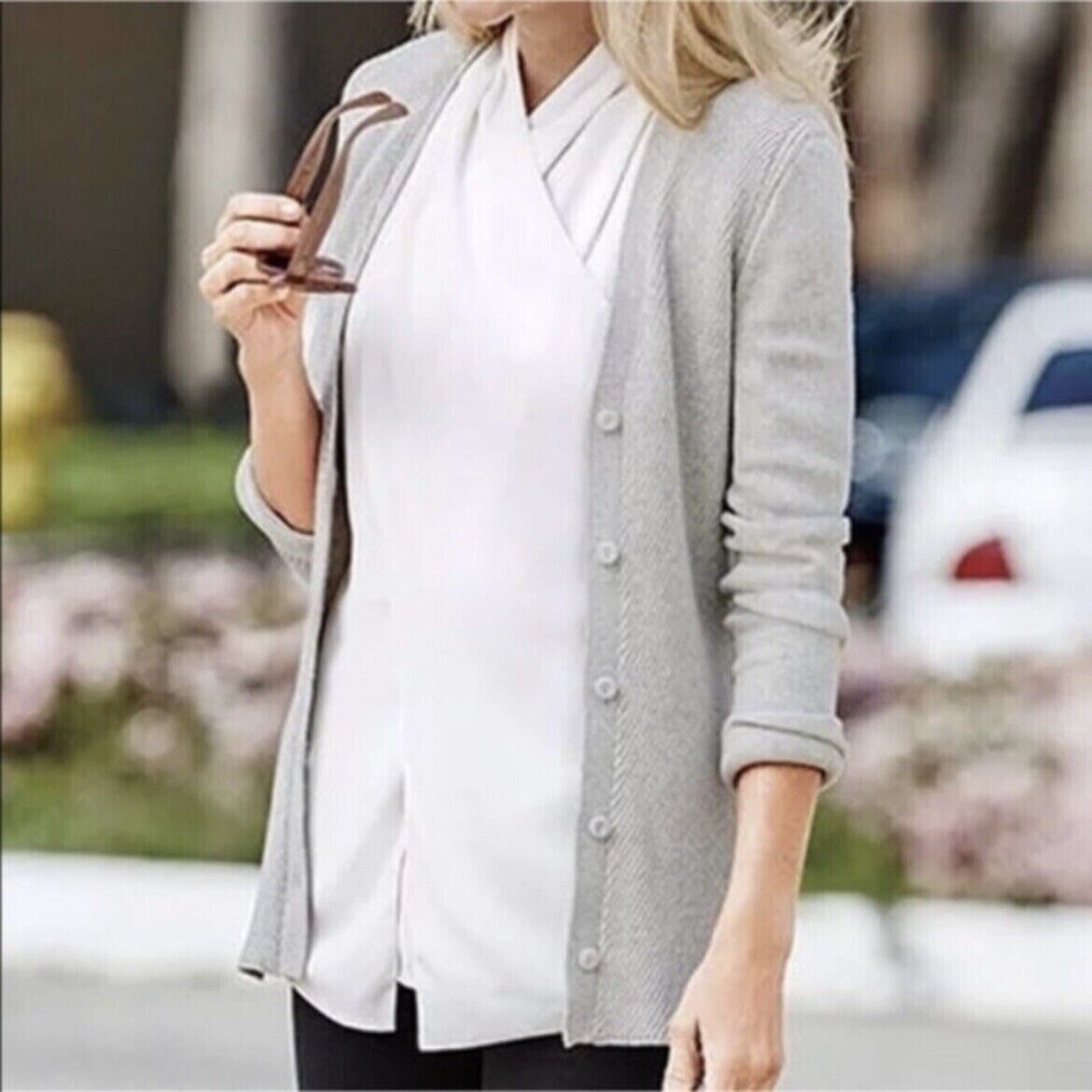 CAbi #3161 Shirttail Ribbed Gray Minimalist Cardigan Size XS CAbi #3161 Shirttail Ribbed Gray Minimalist Cardigan Size XS