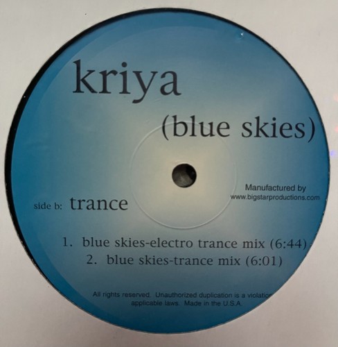 Kriya BLUE SKIES Remix Pink Floyd 12" DJ Vinyl Breaks Breakbeat Krafty Kuts RARE - Picture 3 of 4