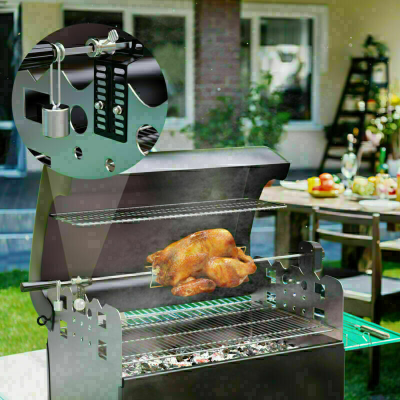 Profi BBQ Grillspieß Set Drehspieß 2X Fleischnadel 137cm