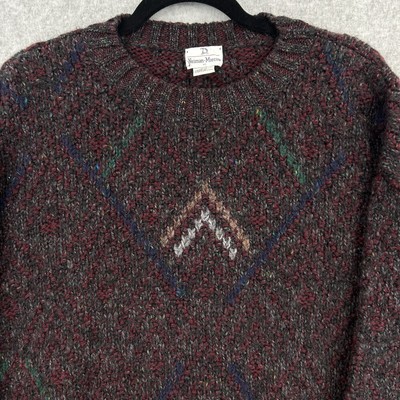 Vintage Neiman Marcus Mens XL Sweater 100% Wool Grandpa Fisherman 
