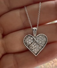 HEART NECKLACE, 925 SILVER HEART INFINITY NECKLACE WITH CZ W/CHAIN NEW, LOVE