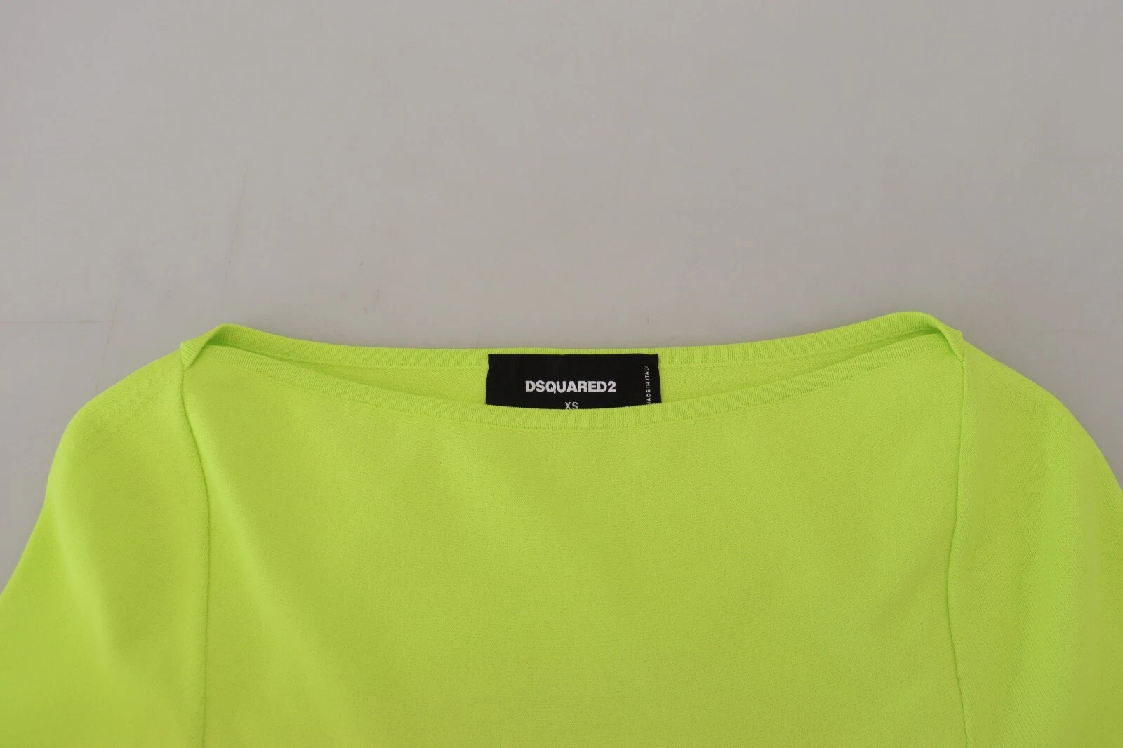 DSQUARED2 Vestito Verde Viscosa Manica Lunga Linea A Tubino Mini IT38 US4 XS 1340usd