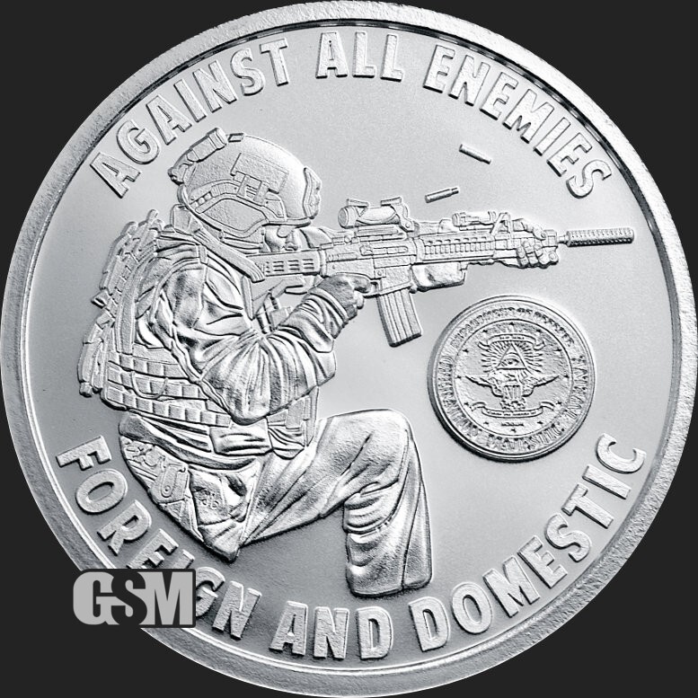 2026 - AGAINST ALL ENEMIES - 1 oz .999 FINE SILVER SHIELD BU ROUND