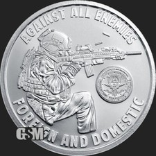 2025 - AGAINST ALL ENEMIES - 1 oz .999 FINE SILVER SHIELD BU ROUND IN STOCK!! 104.95 per troy oz