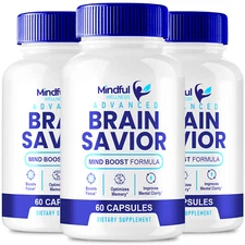 (3 Pack) Mindful Wellness Brain Savior Advanced Supplement Pills (180 Capsules)