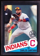 Carlos Santana Indians 2020 Topps 85TB-15 1985 35th Anniversary Black /299 Twins